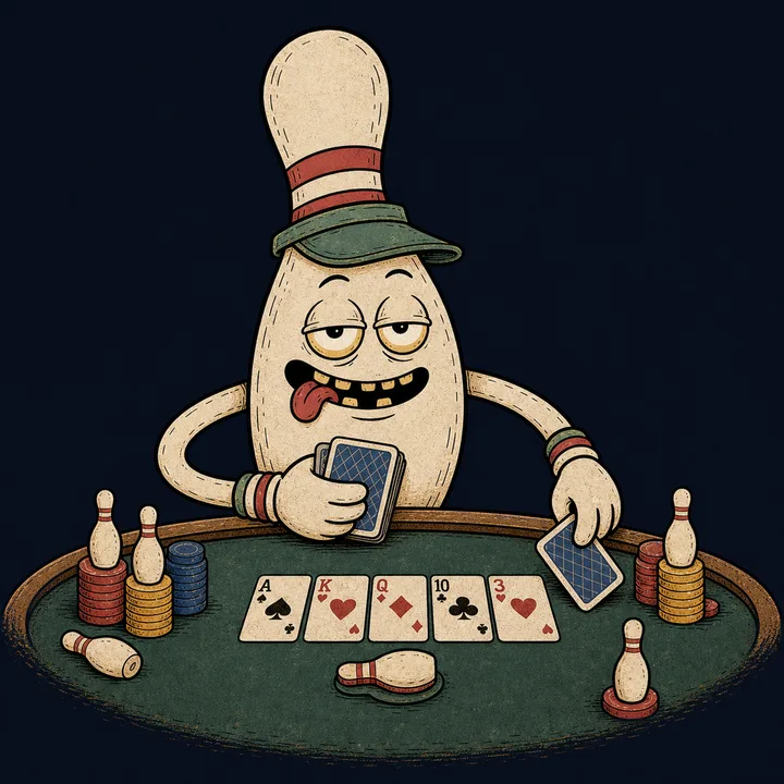 The mascot dealing cards